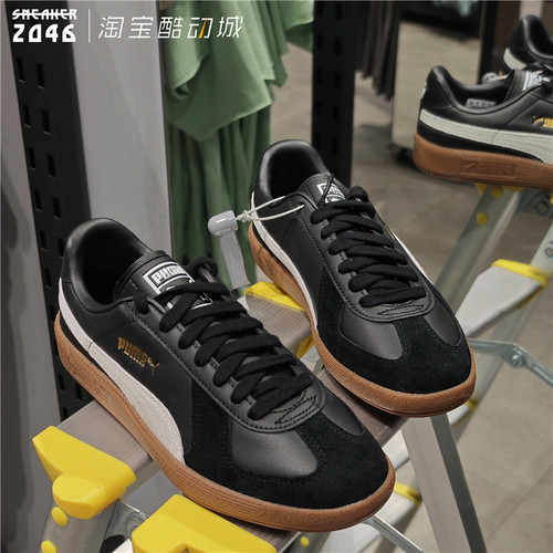 男女牛皮革翻毛皮拼接百搭德训鞋