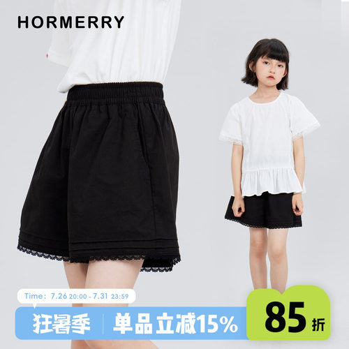 女童花边脚口短裤亲子