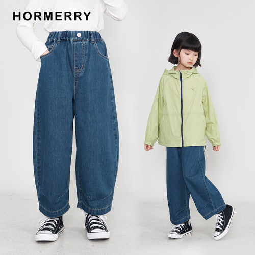 儿童茧形9分弯刀牛仔裤