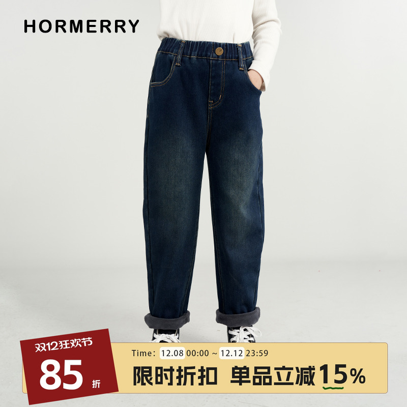 hormerry牛仔裤加绒铅笔裤