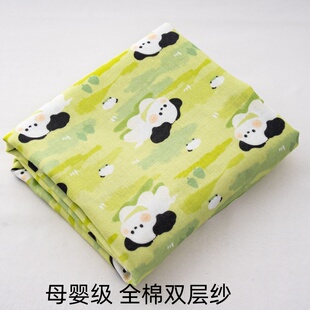 纯棉双层纱布料手工diy数码印花母婴全棉儿童睡衣家居服面料卡通