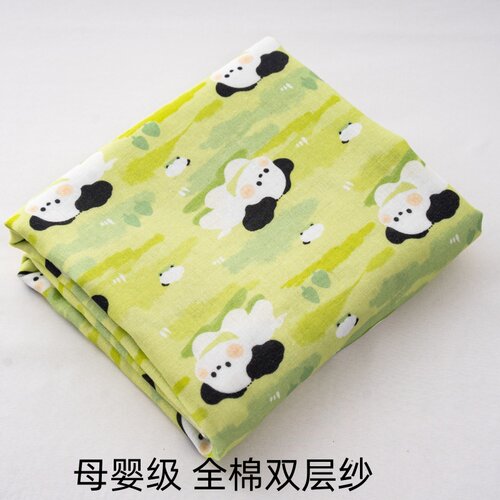 纯棉双层纱布料手工diy数码印花母婴全棉儿童睡衣家居服面料卡通