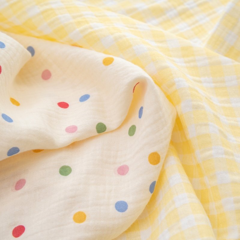 纯棉全棉双层皱布纱布布料纯色吸水宝宝浴巾毛巾被子面料布头棉布