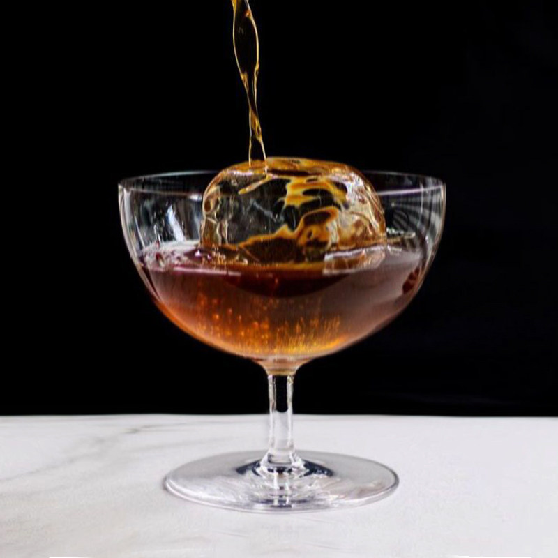 创意阔口冰球杯矮脚调酒马提尼杯鸡尾酒杯 水晶甜酒杯马天尼杯子