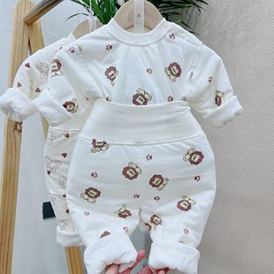 宝宝棉服套装三层婴儿冬季衣服夹棉保暖衣儿童高腰棉袄33051