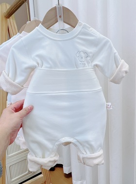 宝宝暗扣开肩加厚羊毛蚕丝婴儿保暖衣秋冬套装高腰套装33254