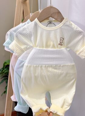 宝宝夏款新品空调服20016薄纯棉裤高腰分体家居服新生儿衣服