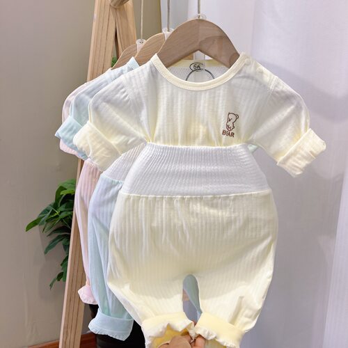 宝宝夏款新品空调服20016薄纯棉裤高腰分体家居服新生儿衣服