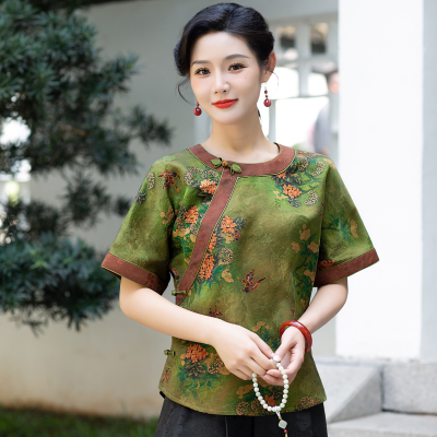 华族经典100桑蚕丝夏唐装上衣女