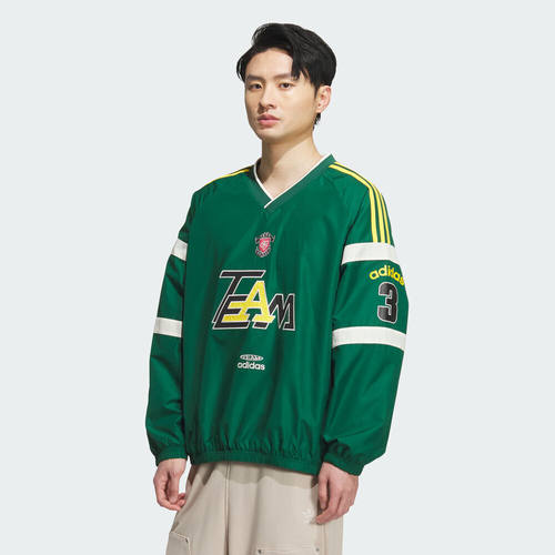 adidas阿迪达斯三叶草男子运动休闲V领梭织长袖T恤KC0113