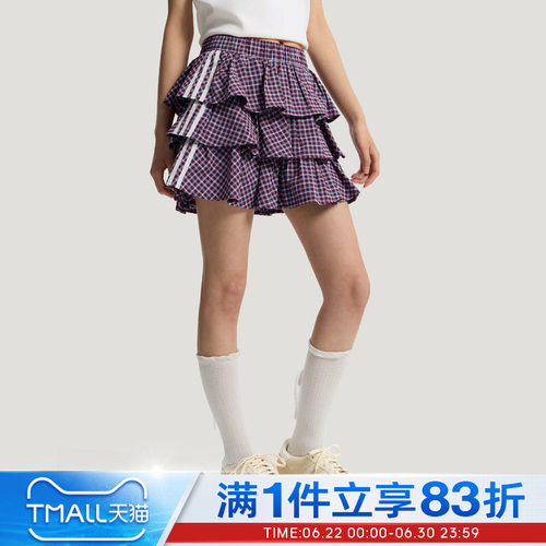 adidas阿迪达斯三叶草女子PLAID SKIRT运动休闲半身裙KU9399