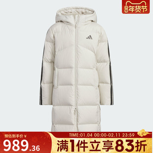 adidas阿迪达斯女大童运动休闲保暖长款连帽羽绒服外套KB5094