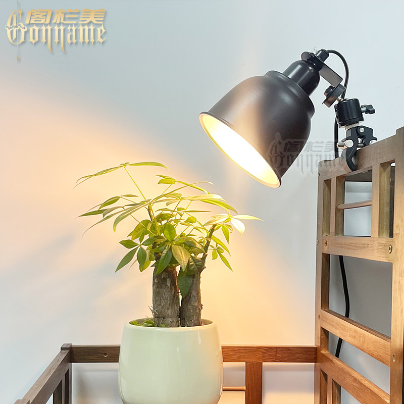 工业风美式夹子灯座灯罩大功率灯头耐高温植物生长灯座宠物补光灯