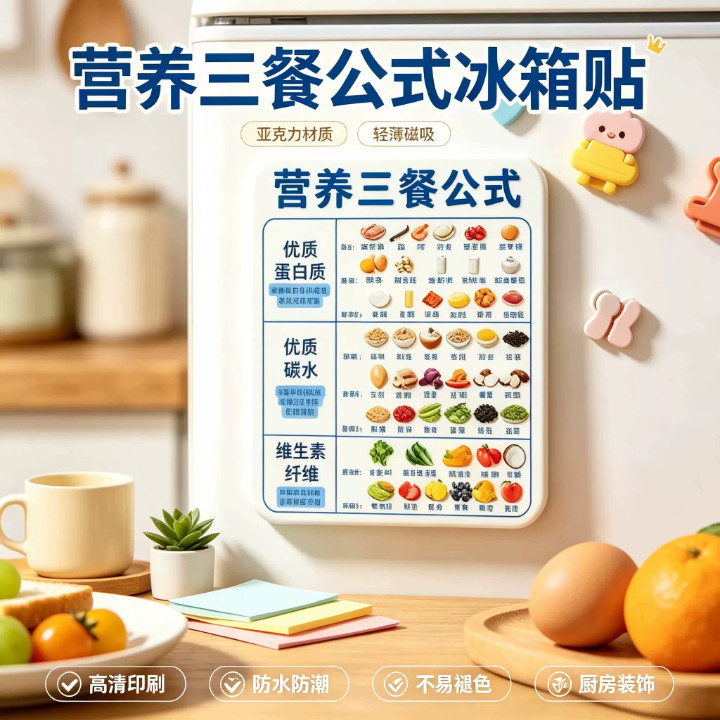 亚克力磁吸三餐饮食冰箱贴