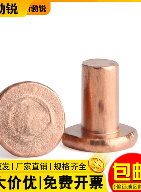 紫铜平头实心铆钉GB109手打平帽铜钉敲击式柳钉M2M2.5M3M4M5M6M8