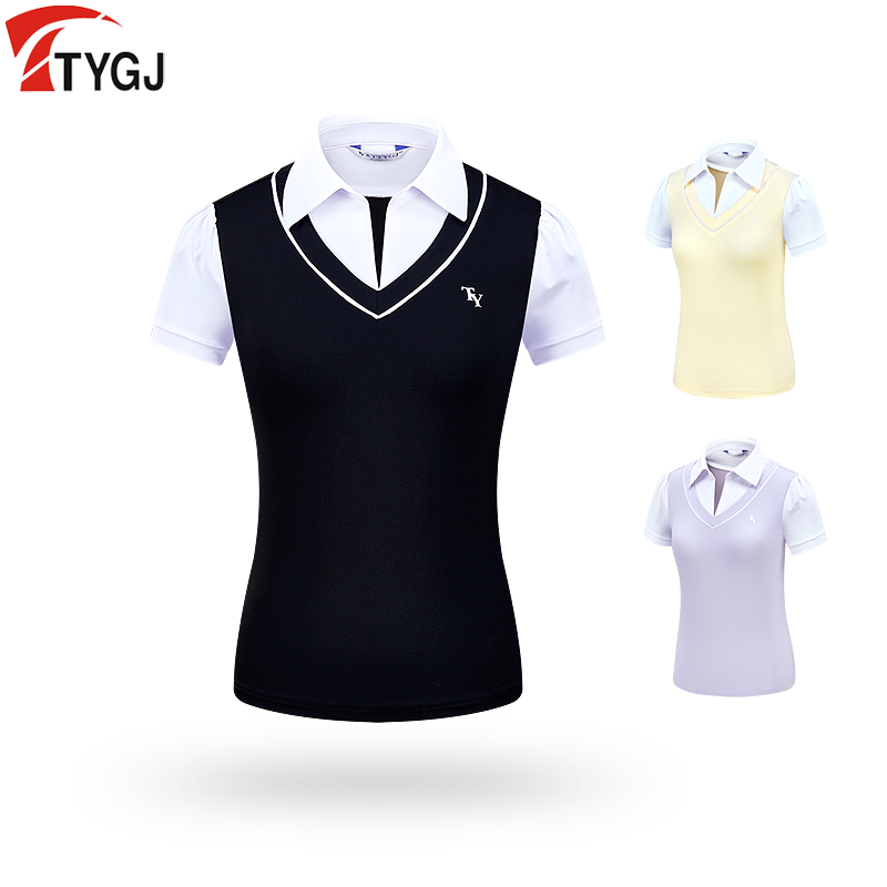 女V领短袖学院风T恤减龄显瘦上衣
