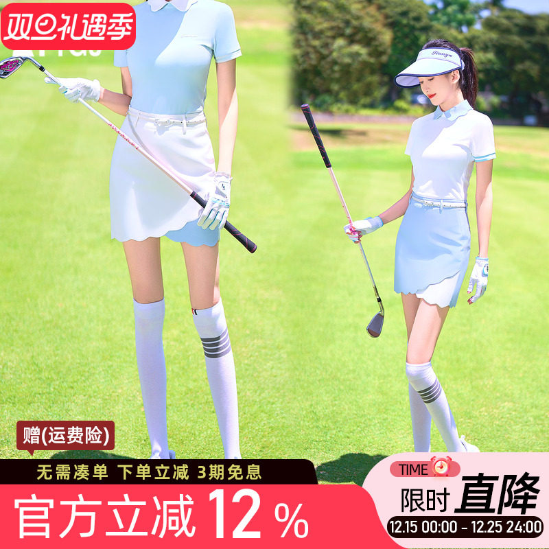 新款夏季高尔夫球女士短裙修身中高腰花瓣型防走光运动半身裤裙子