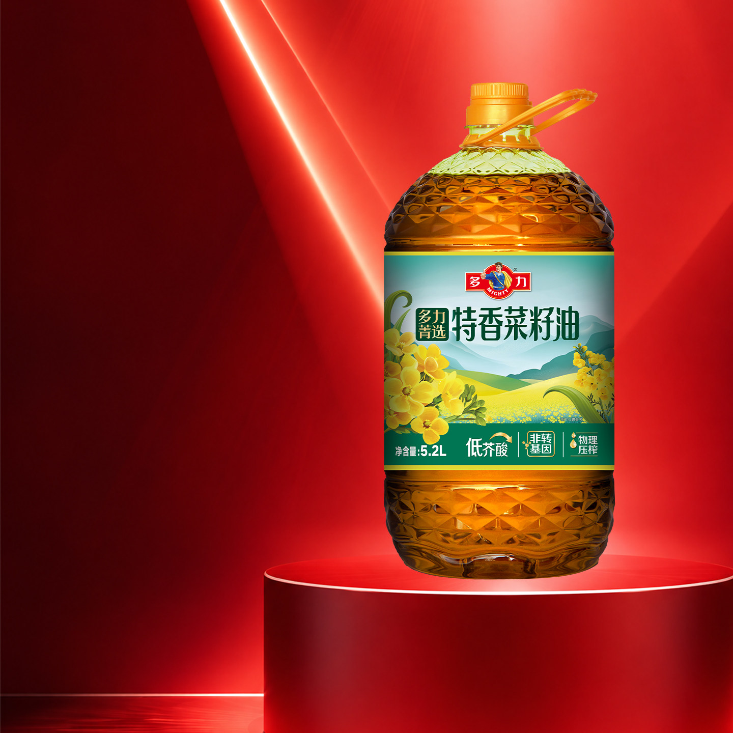 【官方旗舰店】多力菁选菜籽油5.2L瓶家用低芥酸非转基因植物压榨