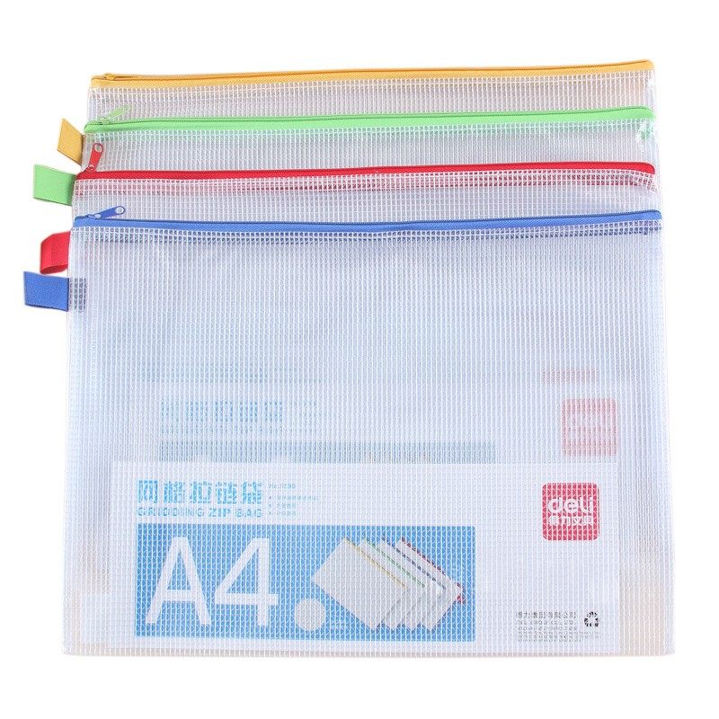 得力拉链袋5596 透明塑料文件袋 A4网格袋 公文袋 拉边袋 资料袋颜色随机,文具电教/文化用品/商务用品,文件袋/资料袋/试卷收纳袋,淘宝优惠券,粉丝福利购,淘宝优惠卷