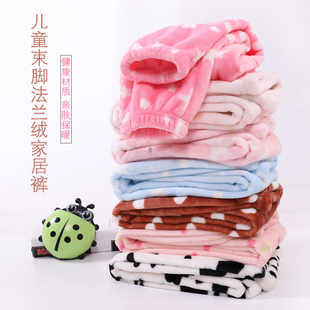 儿童睡裤秋冬季女中大童家居裤法兰绒男童保暖裤加绒珊瑚绒宝宝裤