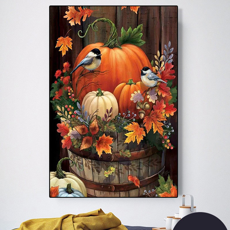 蒙娜丽莎大格客厅南瓜小鸟十字绣