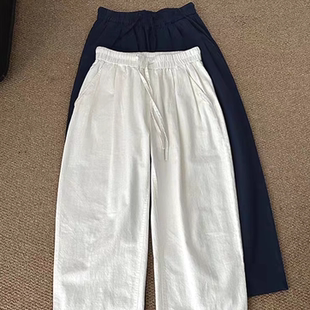 裤 欧货棉麻休闲裤 亚麻透气系绳工装 松弛感宽松直筒老爹长裤 男美式