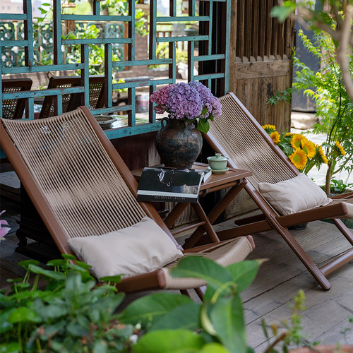 户外躺椅阳台家用大人懒人藤编小椅子休闲椅单人靠背藤椅桌椅组合