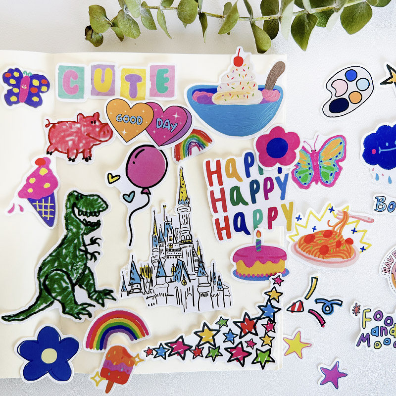 手账日记本卡通蜡笔欢乐派对贴纸儿童幼儿园成长日记装饰拼贴素材,文具电教/文化用品/商务用品,贴纸/立体贴纸,淘宝优惠券,粉丝福利购,淘宝优惠卷