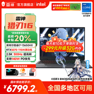 2025英特尔酷睿13代i7HX电竞游戏笔记本电脑满血RTX5070显卡官方旗舰店便携 国家补贴20% 雷神猎刃16