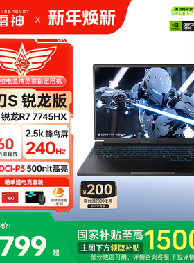 【国补15%+直降400】雷神猎刃s 锐龙7 7745HX RTX5060独显16英寸蜂鸟护眼屏笔记本电脑电竞游戏本官方旗舰店