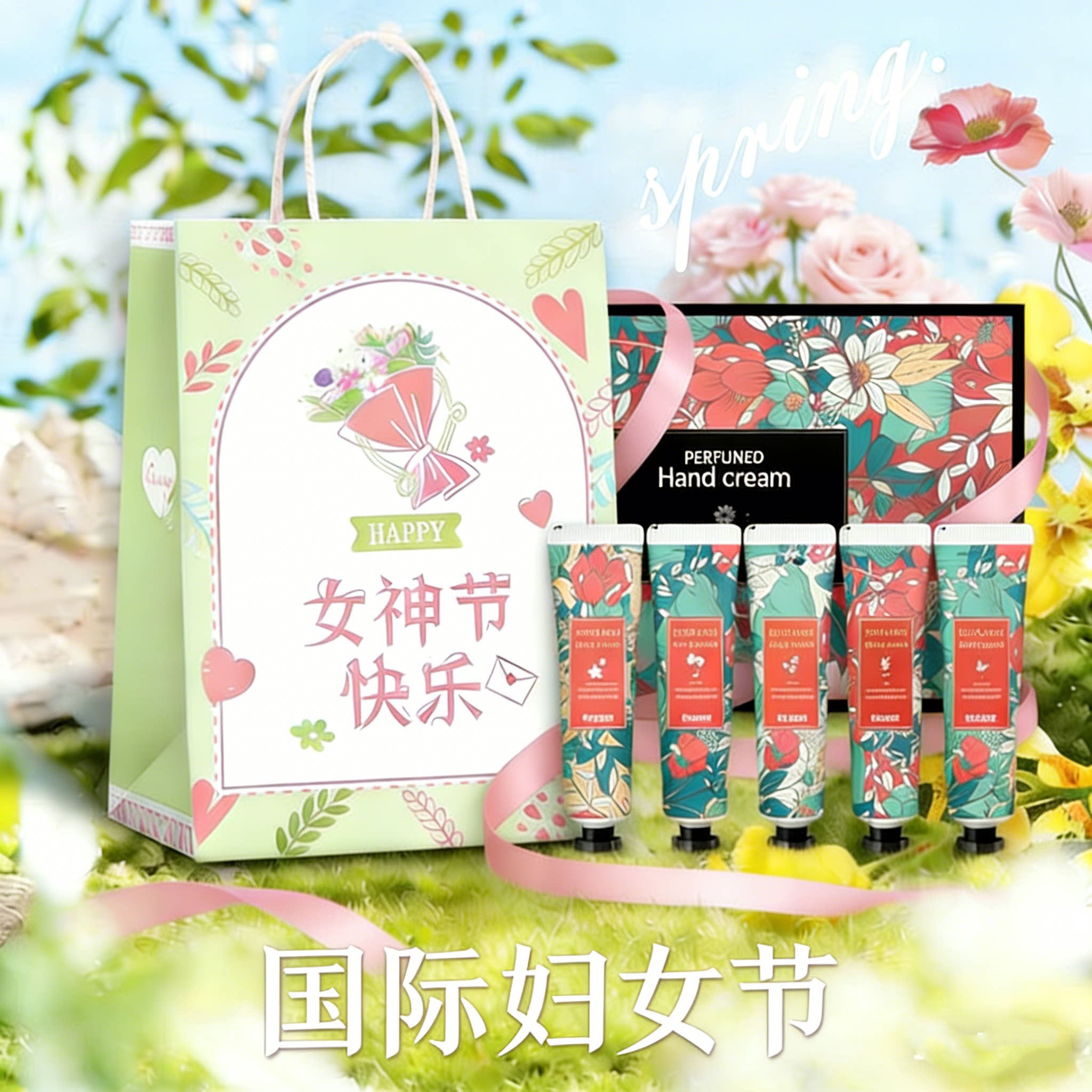 38女神节妇女节礼品袋实用高档滋润护手霜伴手礼盒送员工闺蜜店庆