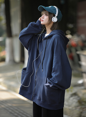 BENT IDEA美式开衫外套EviStub暴躁小沈ins宽松休闲情侣连帽卫衣