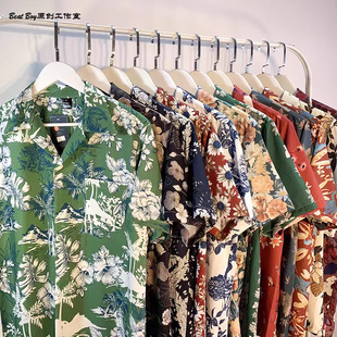 BENTIDEA 港风复古夏威夷短袖vintage花衬衫男女泰式雅痞帅情侣