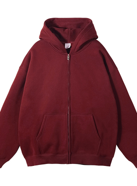 BENT IDEA无帽绳套头全棉重磅360G阔版宽松光版纯色连帽卫衣外套