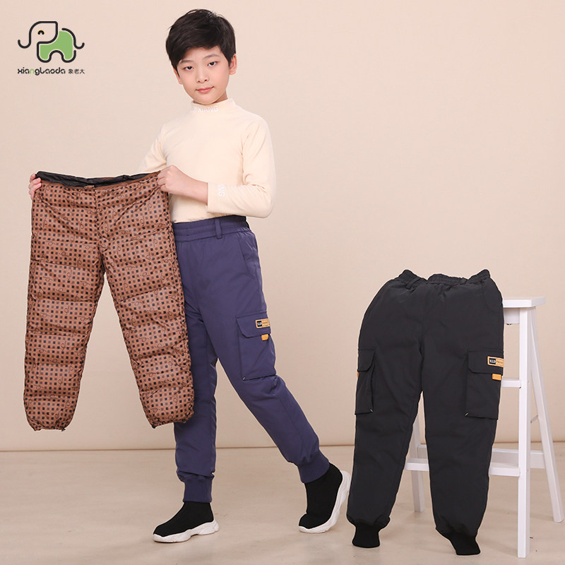 象老大儿童羽绒裤男童内胆可拆卸外穿新款中大童工装加厚保暖棉裤