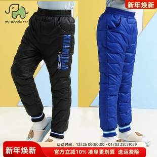 象老大男童羽绒裤 中大童加厚内穿儿童保暖 内胆轻薄宽松男孩秋冬季