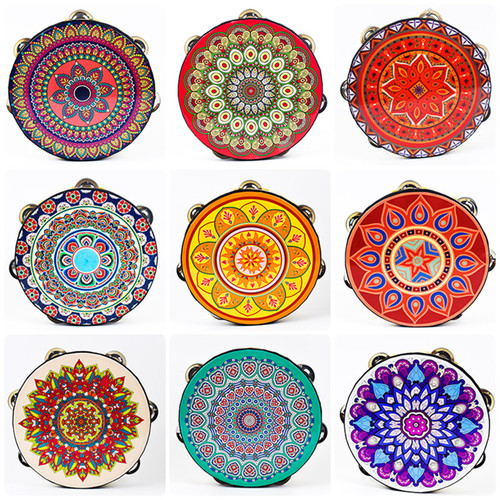 铃鼓新疆维吾尔族手鼓幼儿园手拍鼓乐器敦煌飞天鼓舞蹈道具手摇鼓