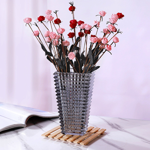 轻奢创意欧式 玻璃花瓶巴卡璀璨鲜花水养富贵竹玫瑰百合桌面餐桌
