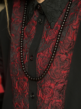 三省六部【诸子百家】春秋新中式玫瑰提花立体剪裁男士中国风衬衫