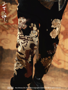 tattoo刺青卫裤 宽松大码 重工刺绣男士 三省六部·龙虎·春秋纪念款