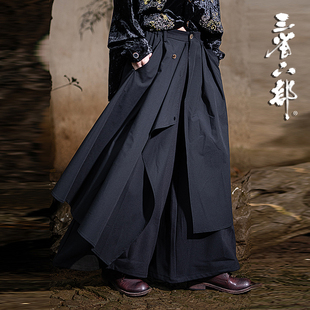 新中式 春季 高级剪裁男士 道系长裤 三省六部·礼部 裙裤 黑财神