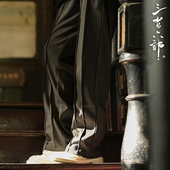 国风立体剪裁舒适极简加绒宽松休闲长裤 新中式 墨客 三省六部