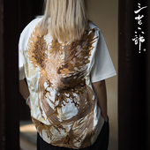 重工朱雀刺绣国潮男女情侣短袖 三省六部 新款 夏季 T恤 涅槃重生