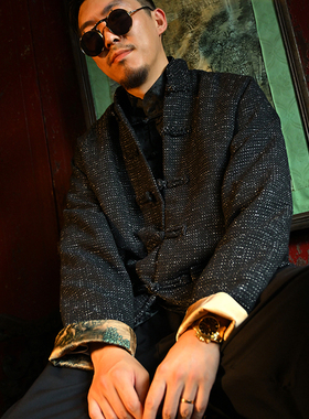 三省六部·吏部【木落淮南】新中式小香风编织老钱风男士唐装外套