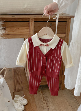 2025周岁礼服套装男宝宝衣服秋装百天抓周生日男婴西装绅士两件套