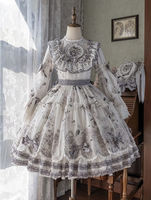 Tea Cat: In-store Stock: Sheep Orchid Four Seasons Flower Tencel embroidered solid color doll style Vintage lolita dress thumbnail 3
