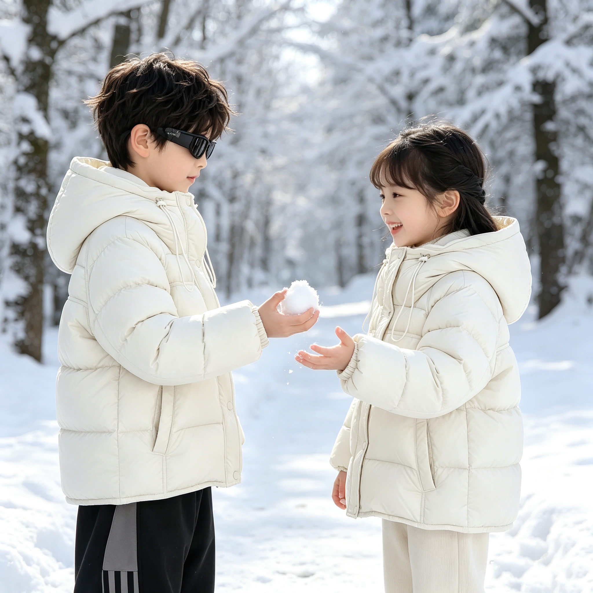 2026新款鹅绒冬季儿童羽绒服加厚保暖鹅绒外套男女童洋气面包服