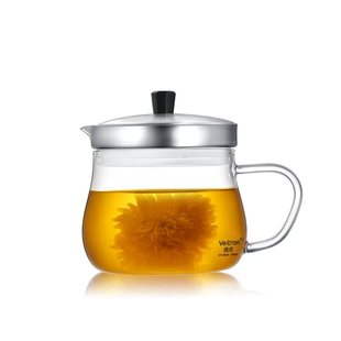 升级版唯成304不锈钢花茶壶高硼硅玻璃过滤网加厚耐热玻璃泡茶壶