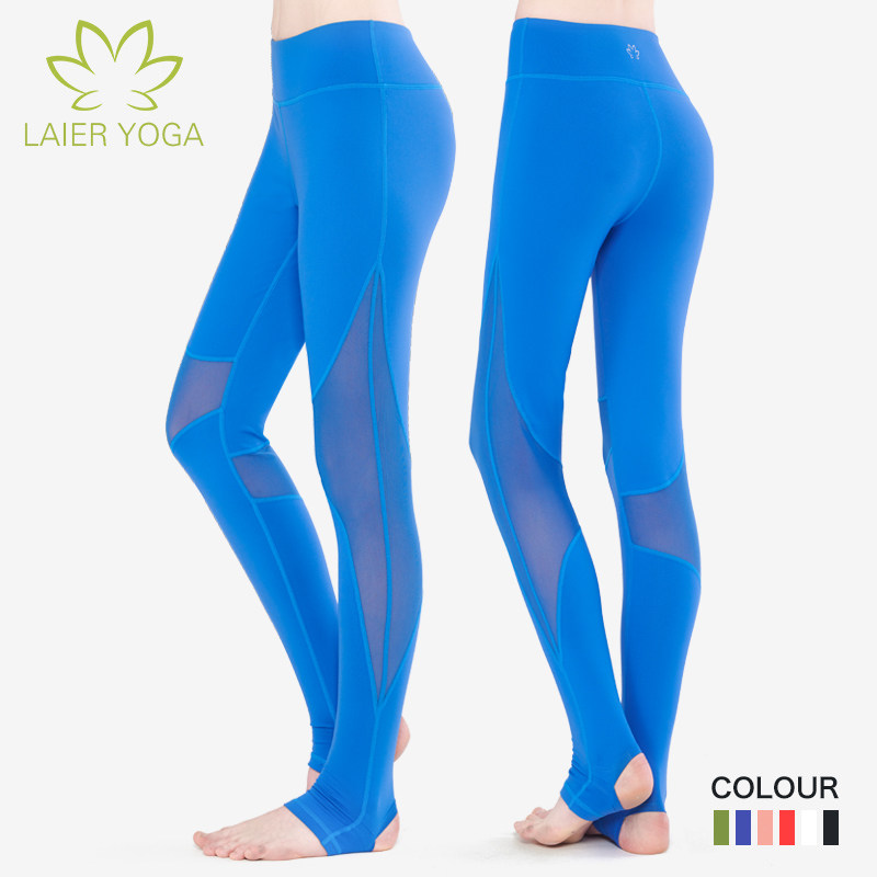 新款高腰收腹瑜伽长裤女网纱拼接踩脚裤紧身显瘦运动健身瑜伽裤