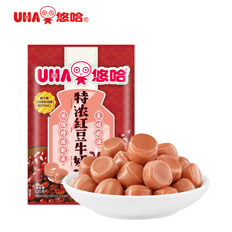 【U先】UHA悠哈特浓牛奶糖红豆味120g*1袋